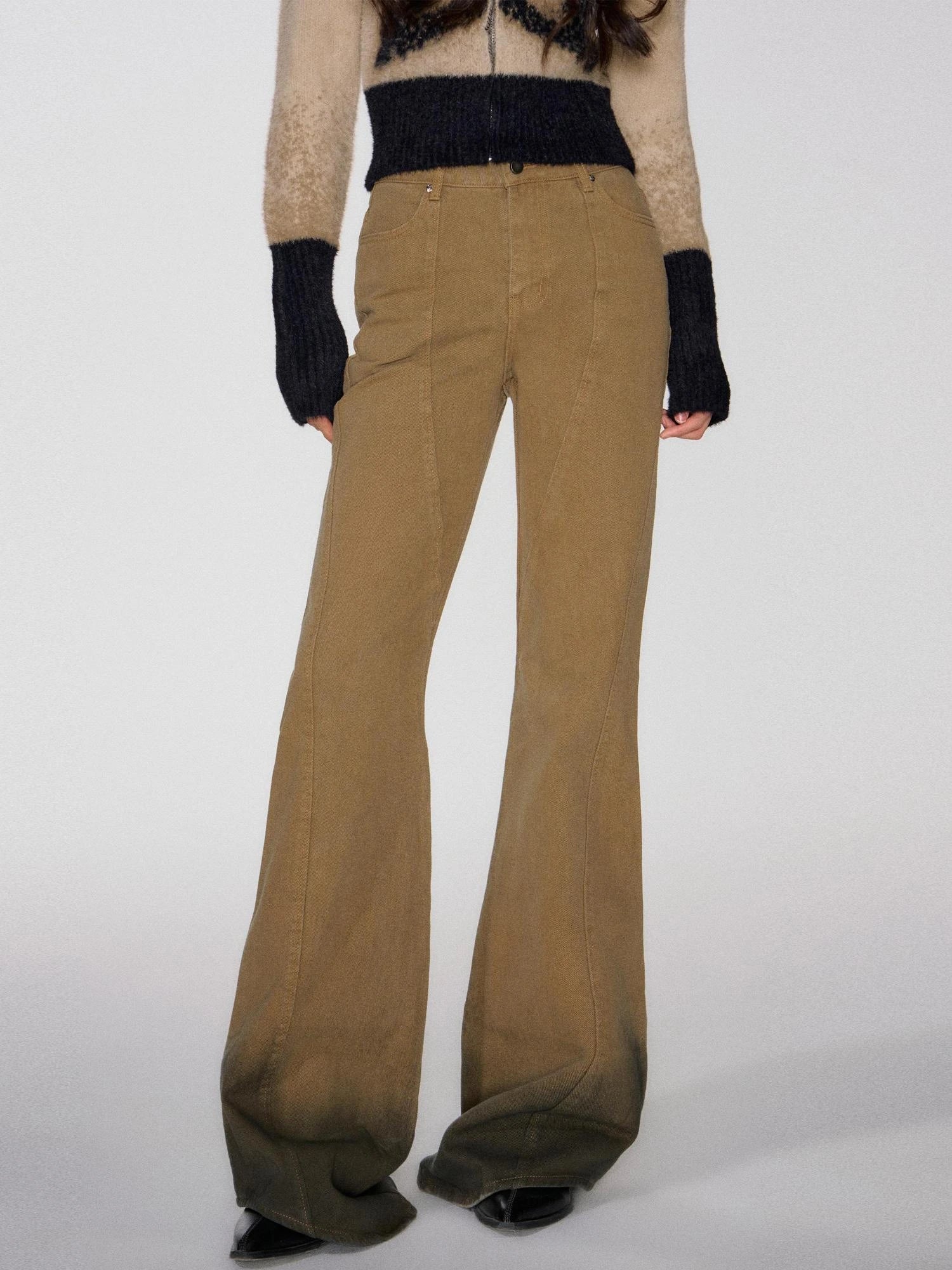 OfAkiva Black Brown Washed Gradient Proportional Straight Leg Pants