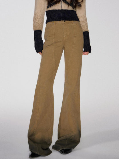 OfAkiva Black Brown Washed Gradient Proportional Straight Leg Pants