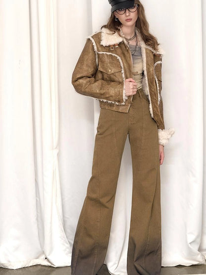 OfAkiva Black Brown Washed Gradient Proportional Straight Leg Pants