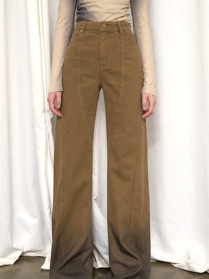 OfAkiva Black Brown Washed Gradient Proportional Straight Leg Pants