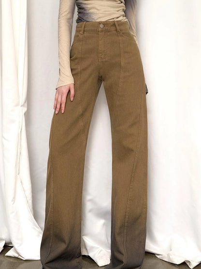 OfAkiva Black Brown Washed Gradient Proportional Straight Leg Pants