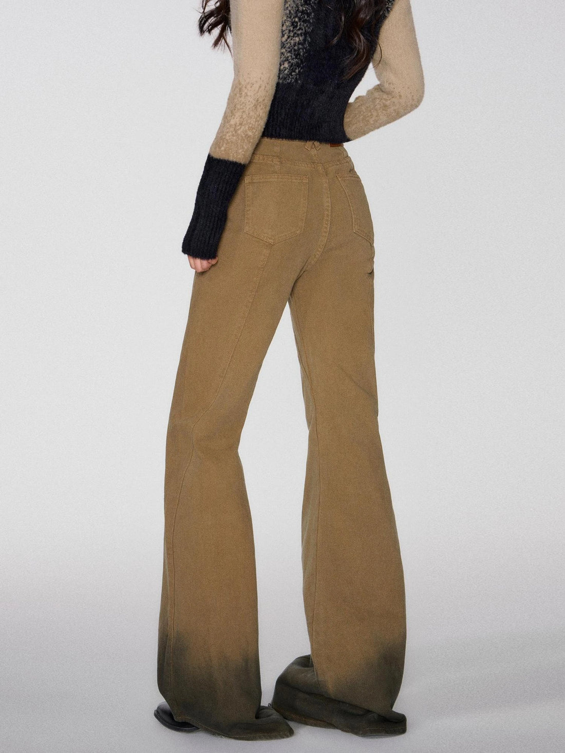 OfAkiva Black Brown Washed Gradient Proportional Straight Leg Pants