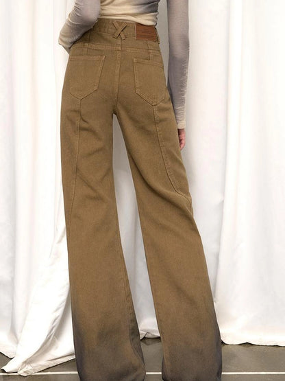 OfAkiva Black Brown Washed Gradient Proportional Straight Leg Pants