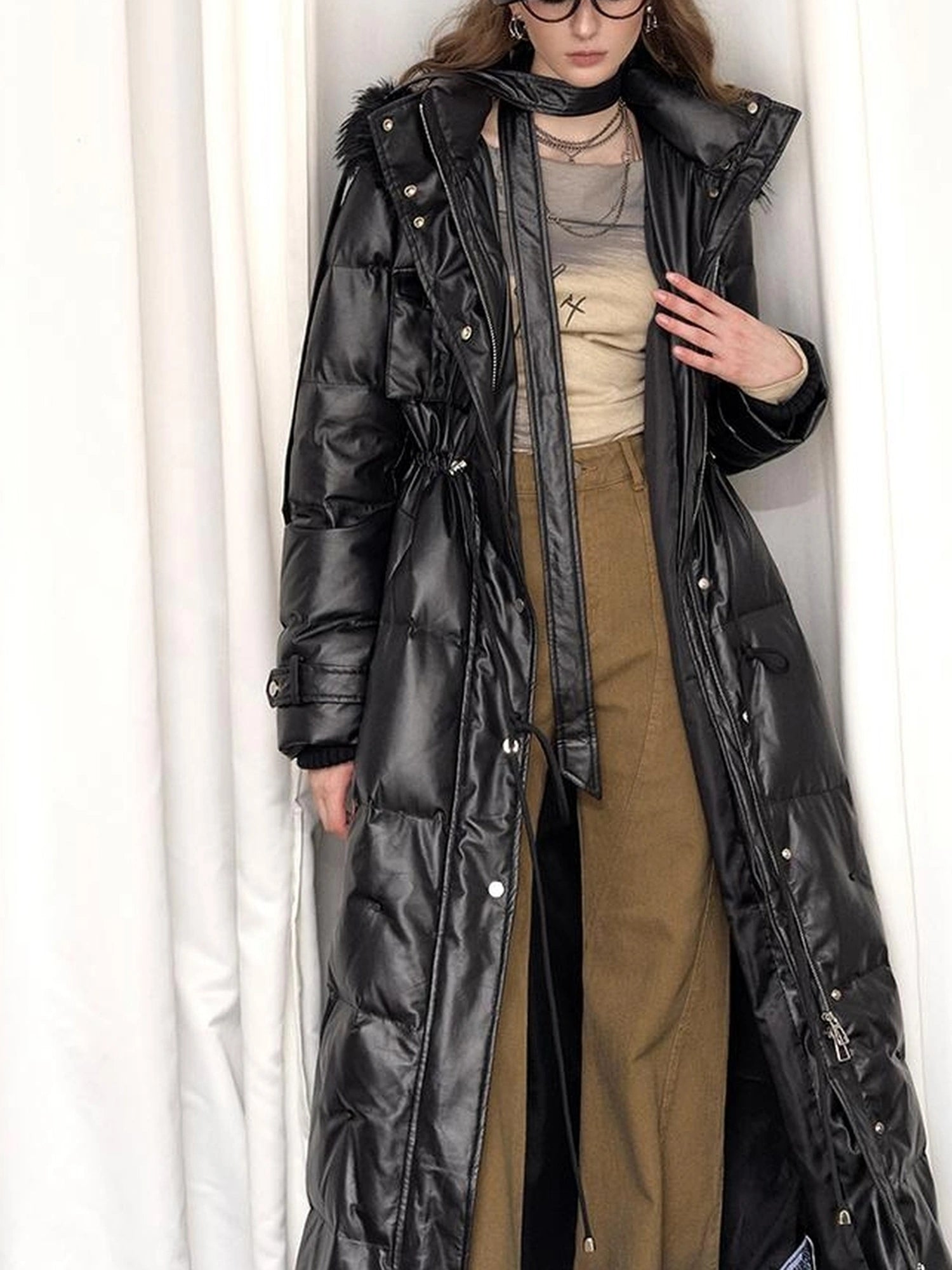 OfAkiva Black Brown Washed Gradient Proportional Straight Leg Pants