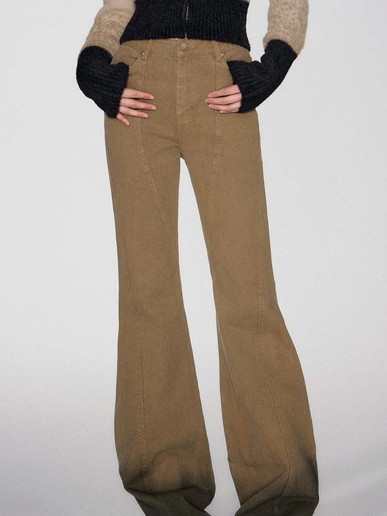 OfAkiva Black Brown Washed Gradient Proportional Straight Leg Pants