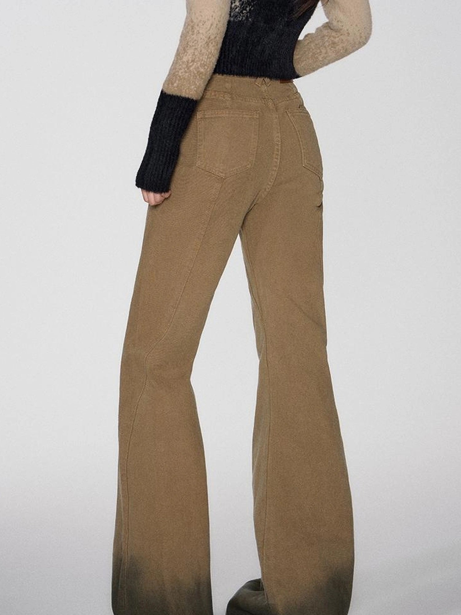 OfAkiva Black Brown Washed Gradient Proportional Straight Leg Pants