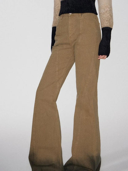 OfAkiva Black Brown Washed Gradient Proportional Straight Leg Pants