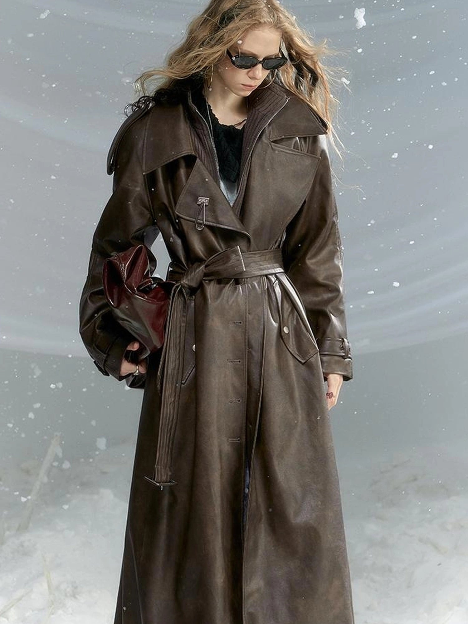 OfAkiva Black Cloud Hem Quilted Leather Coat