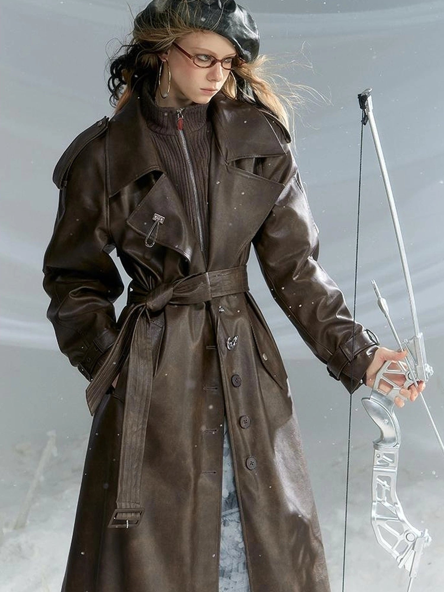 OfAkiva Black Cloud Hem Quilted Leather Coat