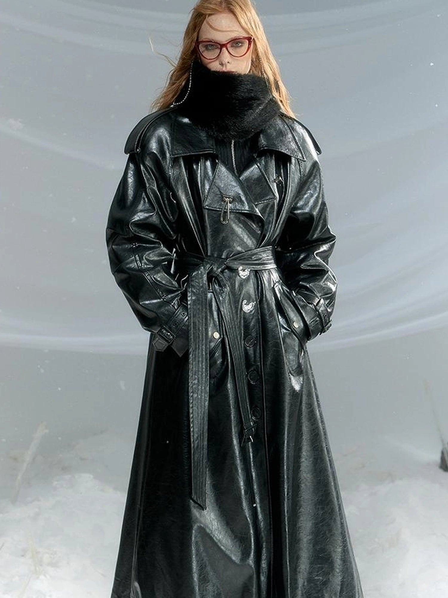 OfAkiva Black Cloud Hem Quilted Leather Coat