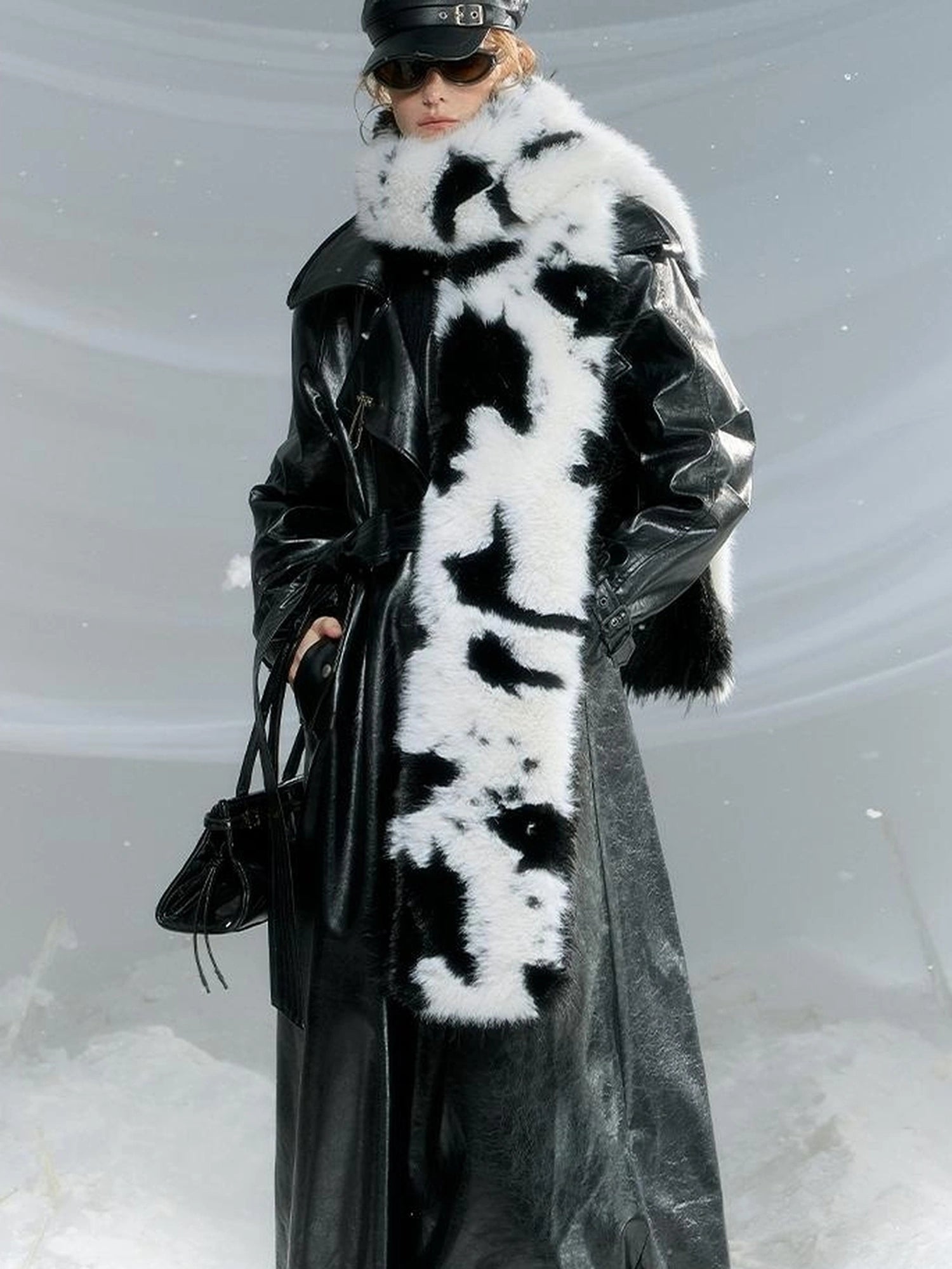 OfAkiva Black Cloud Hem Quilted Leather Coat