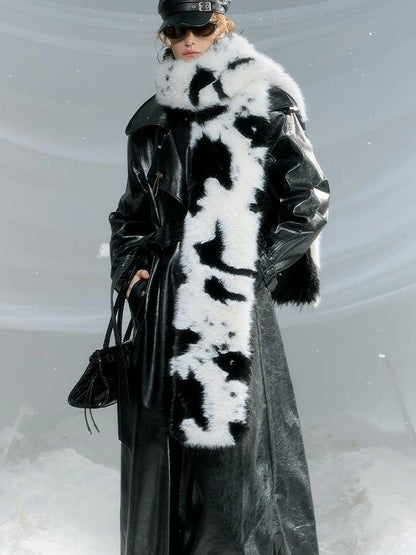 OfAkiva Black Cloud Hem Quilted Leather Coat