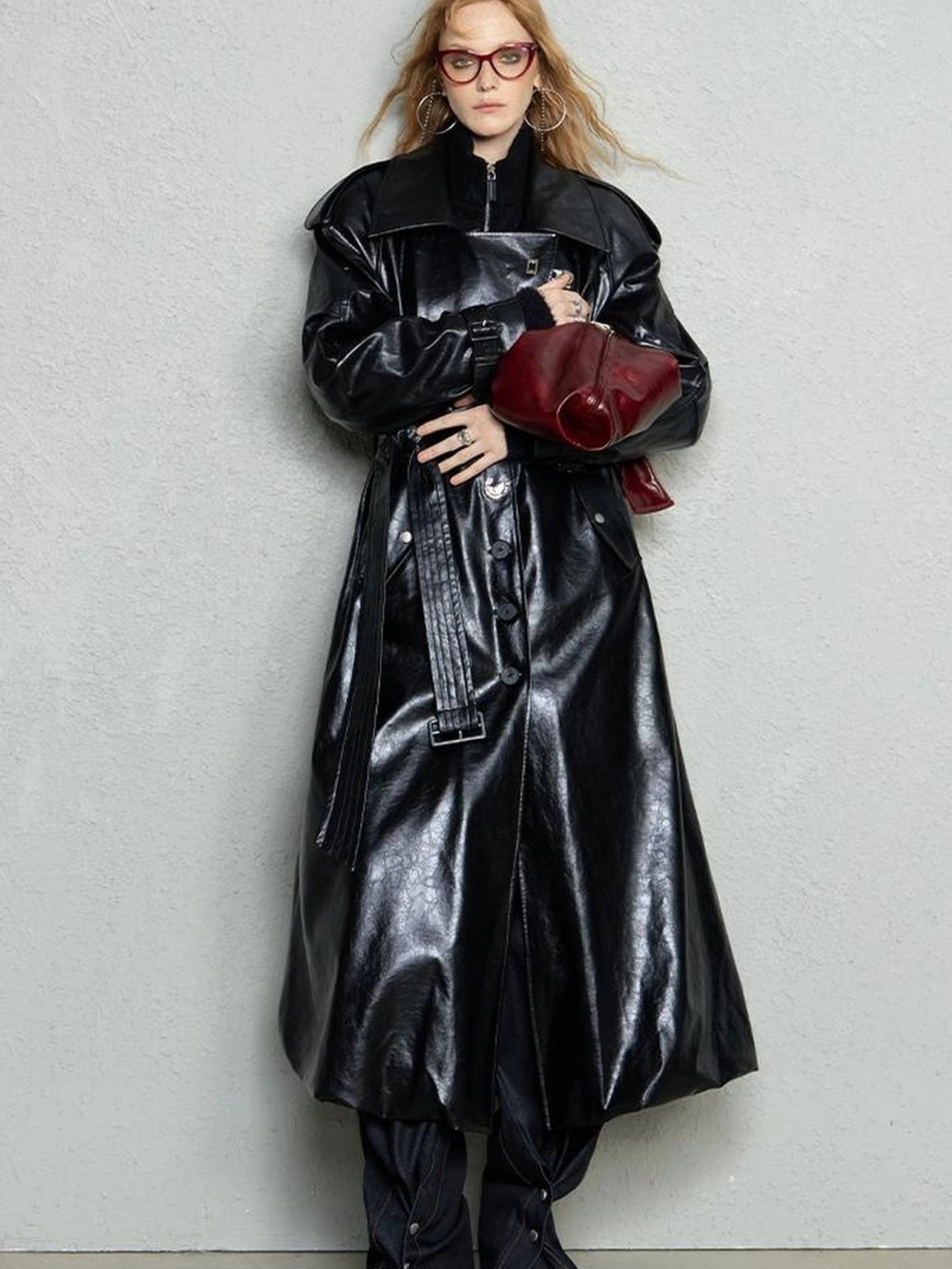 OfAkiva Black Cloud Hem Quilted Leather Coat