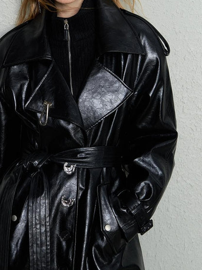 OfAkiva Black Cloud Hem Quilted Leather Coat