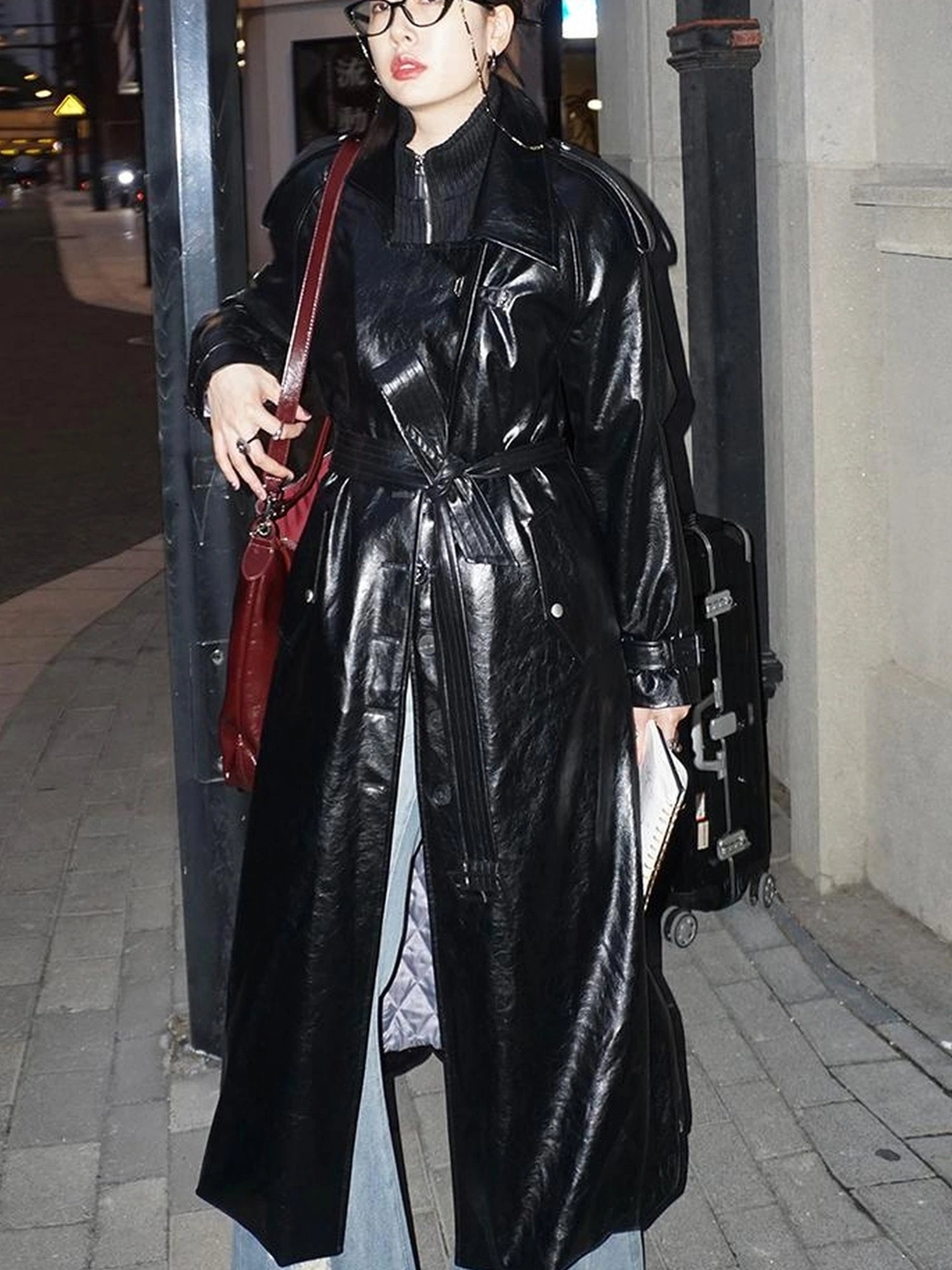 OfAkiva Black Cloud Hem Quilted Leather Coat