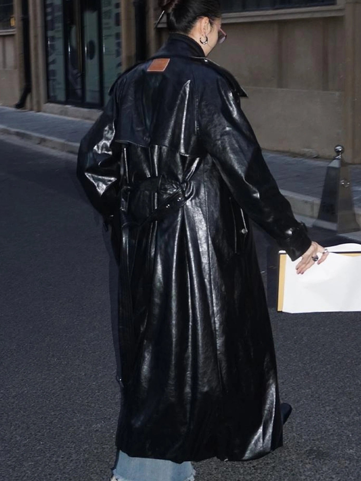 OfAkiva Black Cloud Hem Quilted Leather Coat