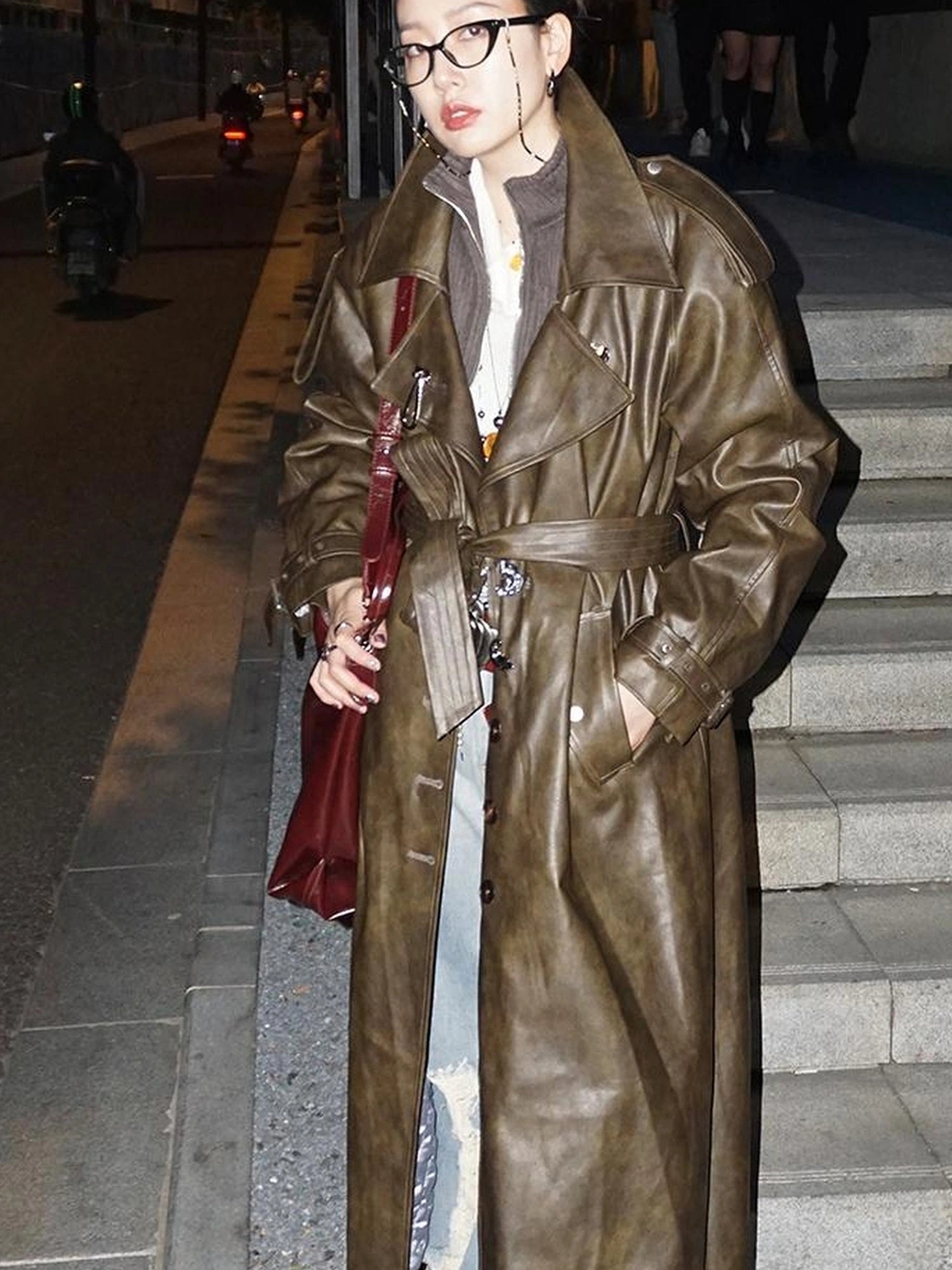 OfAkiva Black Cloud Hem Quilted Leather Coat