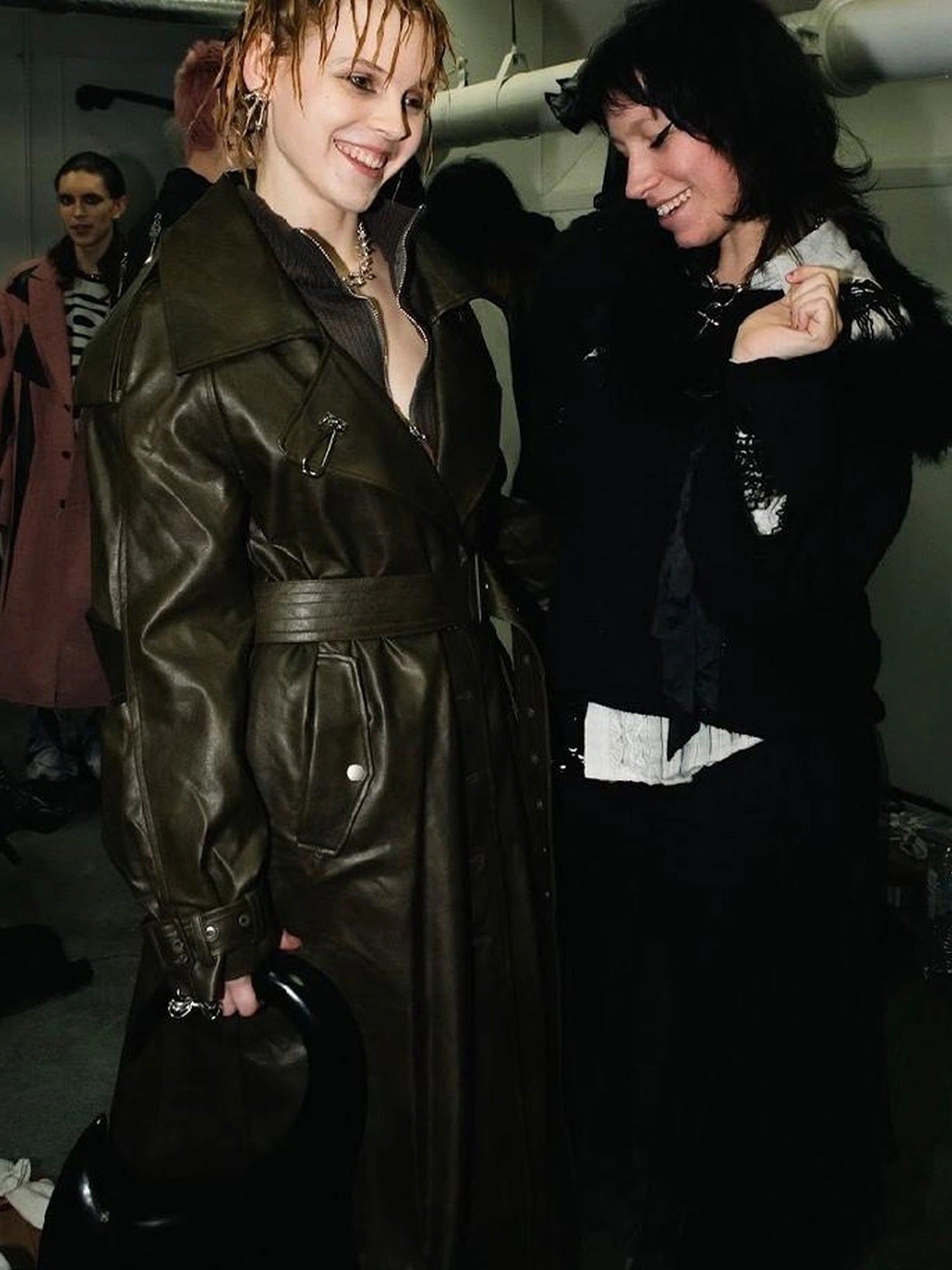 OfAkiva Black Cloud Hem Quilted Leather Coat