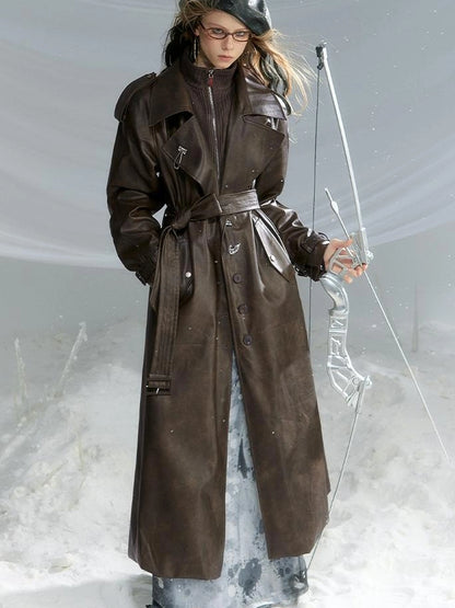 OfAkiva Black Cloud Hem Quilted Leather Coat