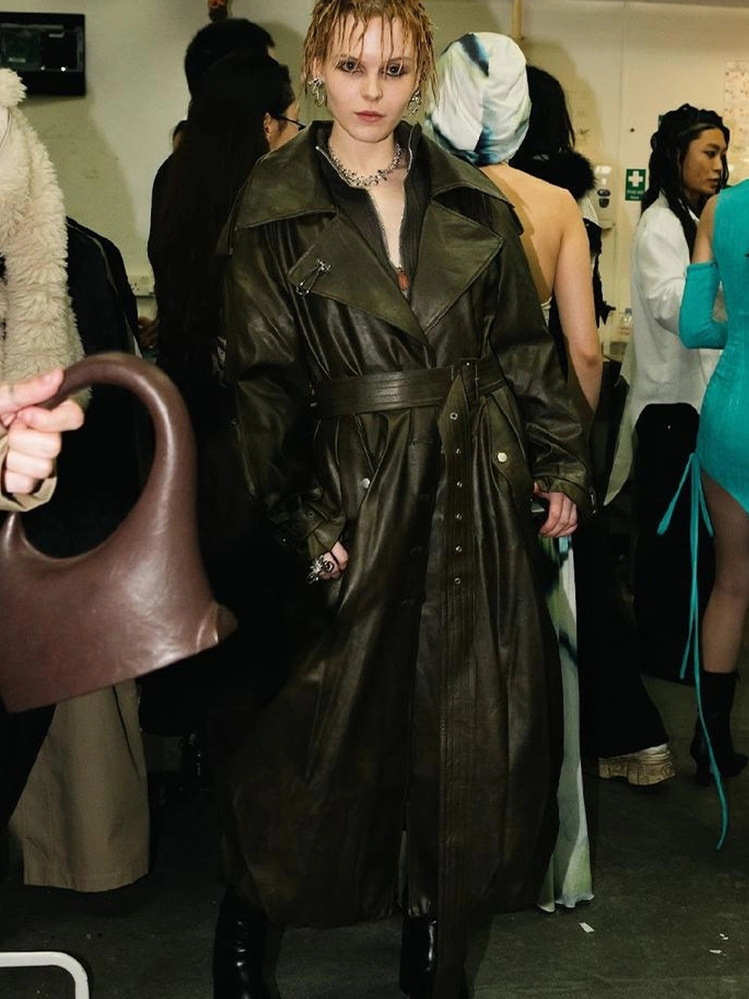 OfAkiva Black Cloud Hem Quilted Leather Coat