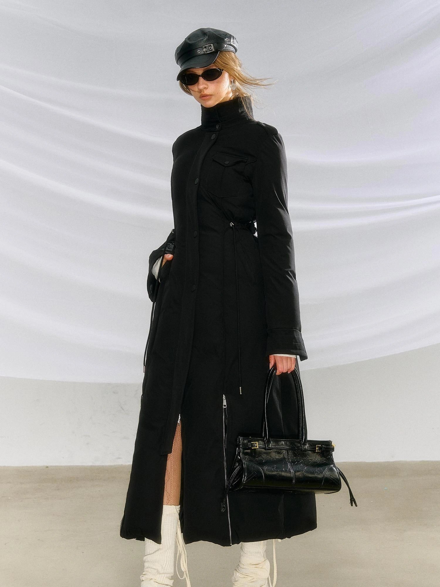 OfAkiva Black Goose Down Long Coat For Women