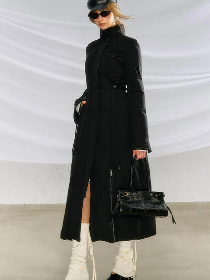 OfAkiva Black Goose Down Long Coat For Women