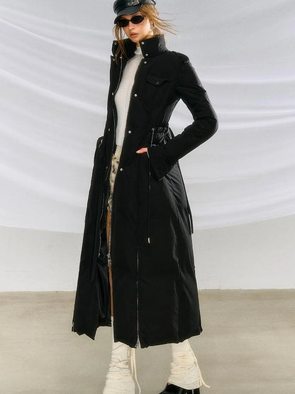 OfAkiva Black Goose Down Long Coat For Women