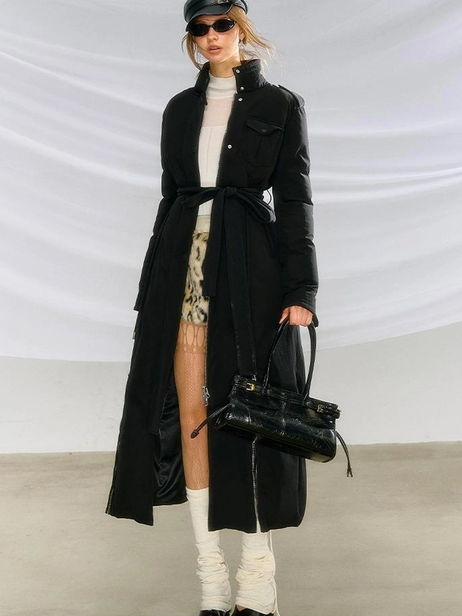 OfAkiva Black Goose Down Long Coat For Women