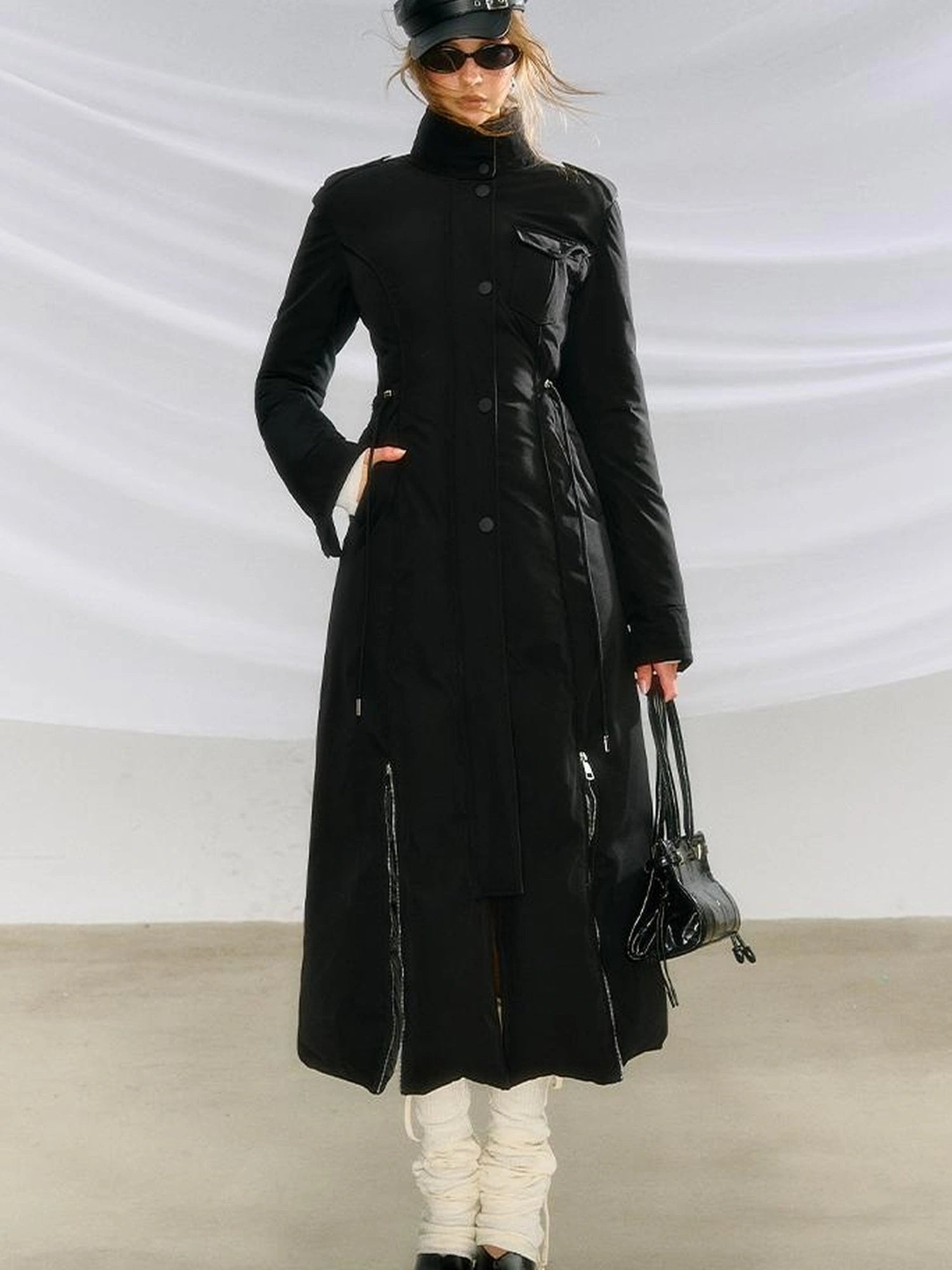 OfAkiva Black Goose Down Long Coat For Women