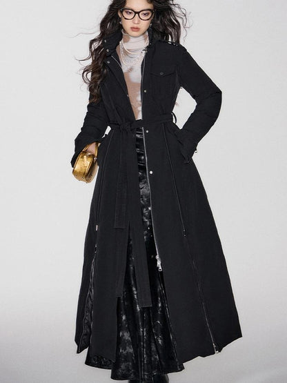 OfAkiva Black Goose Down Long Coat For Women