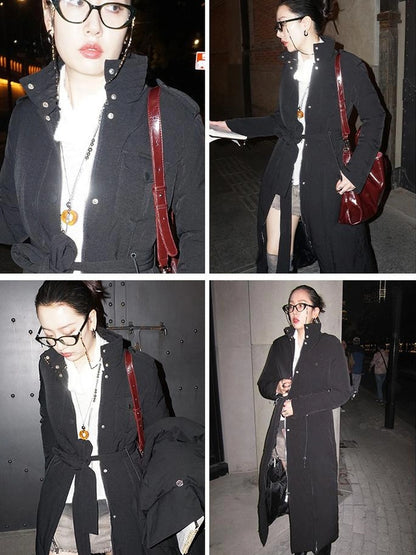 OfAkiva Black Goose Down Long Coat For Women