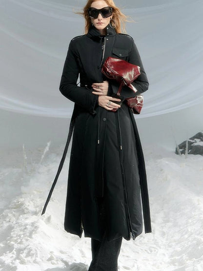 OfAkiva Black Goose Down Long Coat For Women