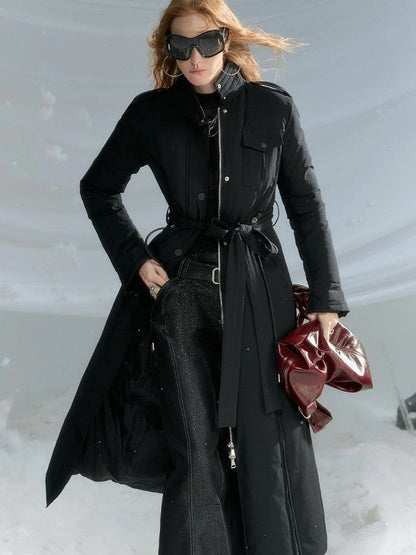 OfAkiva Black Goose Down Long Coat For Women