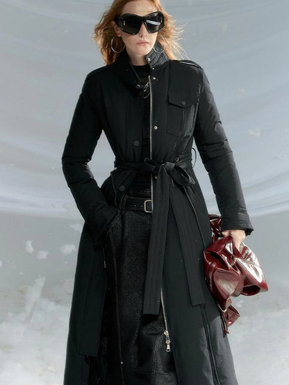 OfAkiva Black Goose Down Long Coat For Women