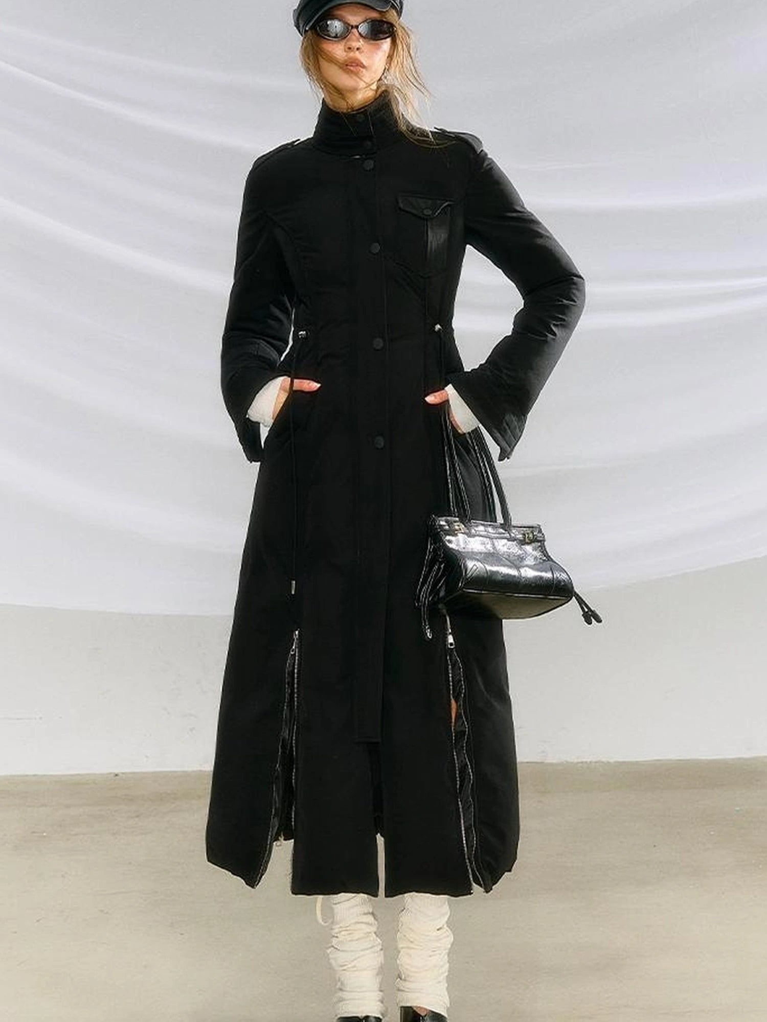 OfAkiva Black Goose Down Long Coat For Women