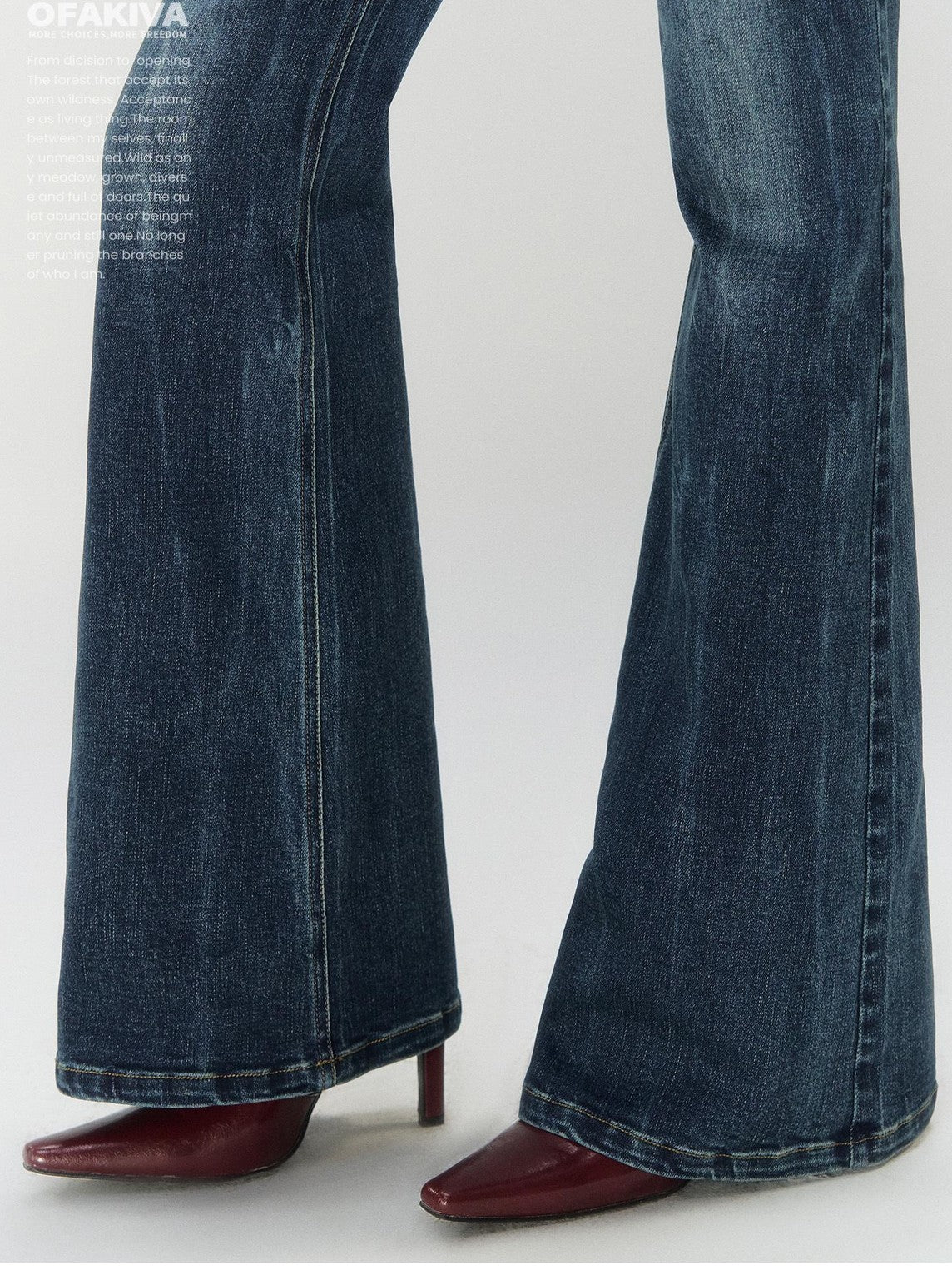 OfAkiva Blue Gold Embroidered Low Rise Cotton Women&
