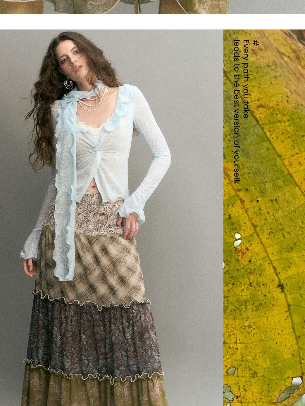 OfAkiva Bohemian Patchwork Ruched High Waist Tiered Women&