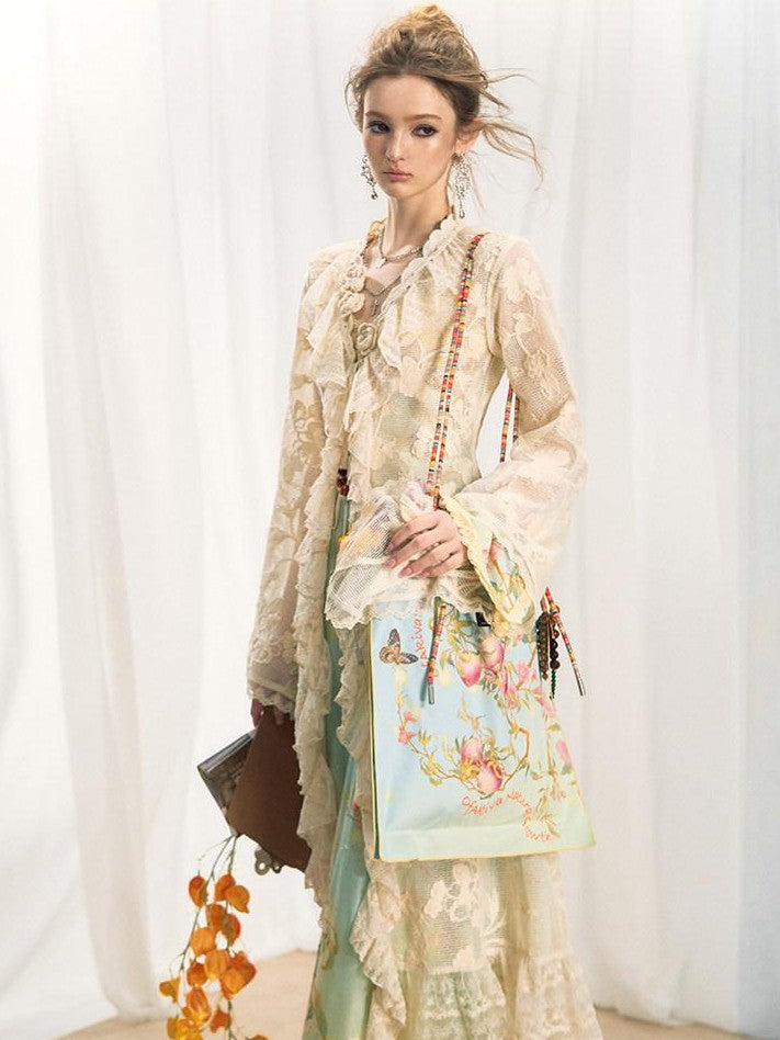 OfAkiva Botanical Crochet Lace Patchwork Women&