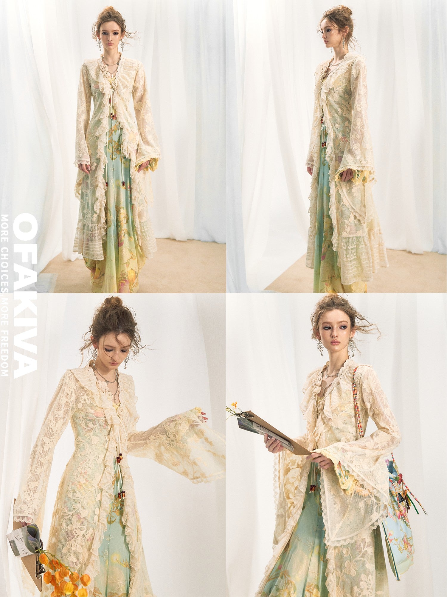 OfAkiva Botanical Crochet Lace Patchwork Women&