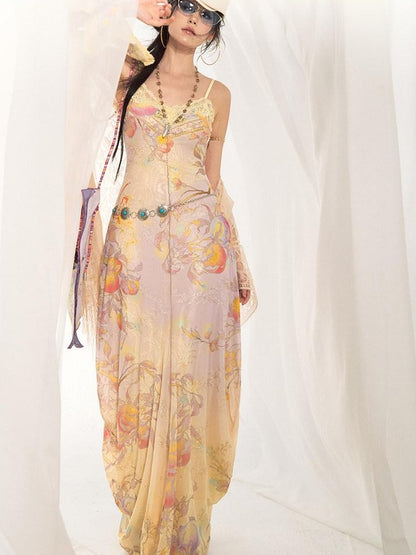 OfAkiva Boxy Reversible Gongbi Style Fine Brushwork Print Women&