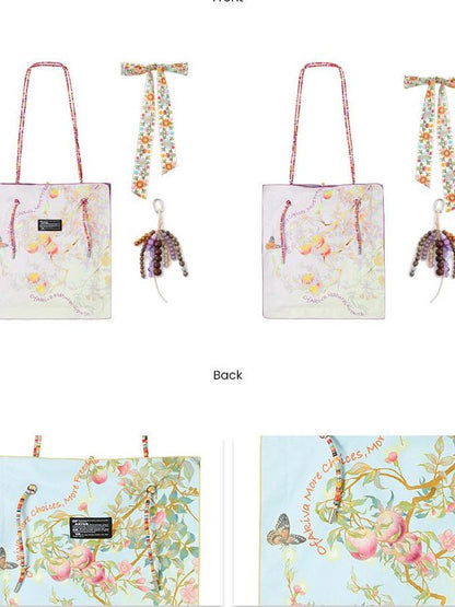 OfAkiva Boxy Reversible Gongbi Style Fine Brushwork Print Women&