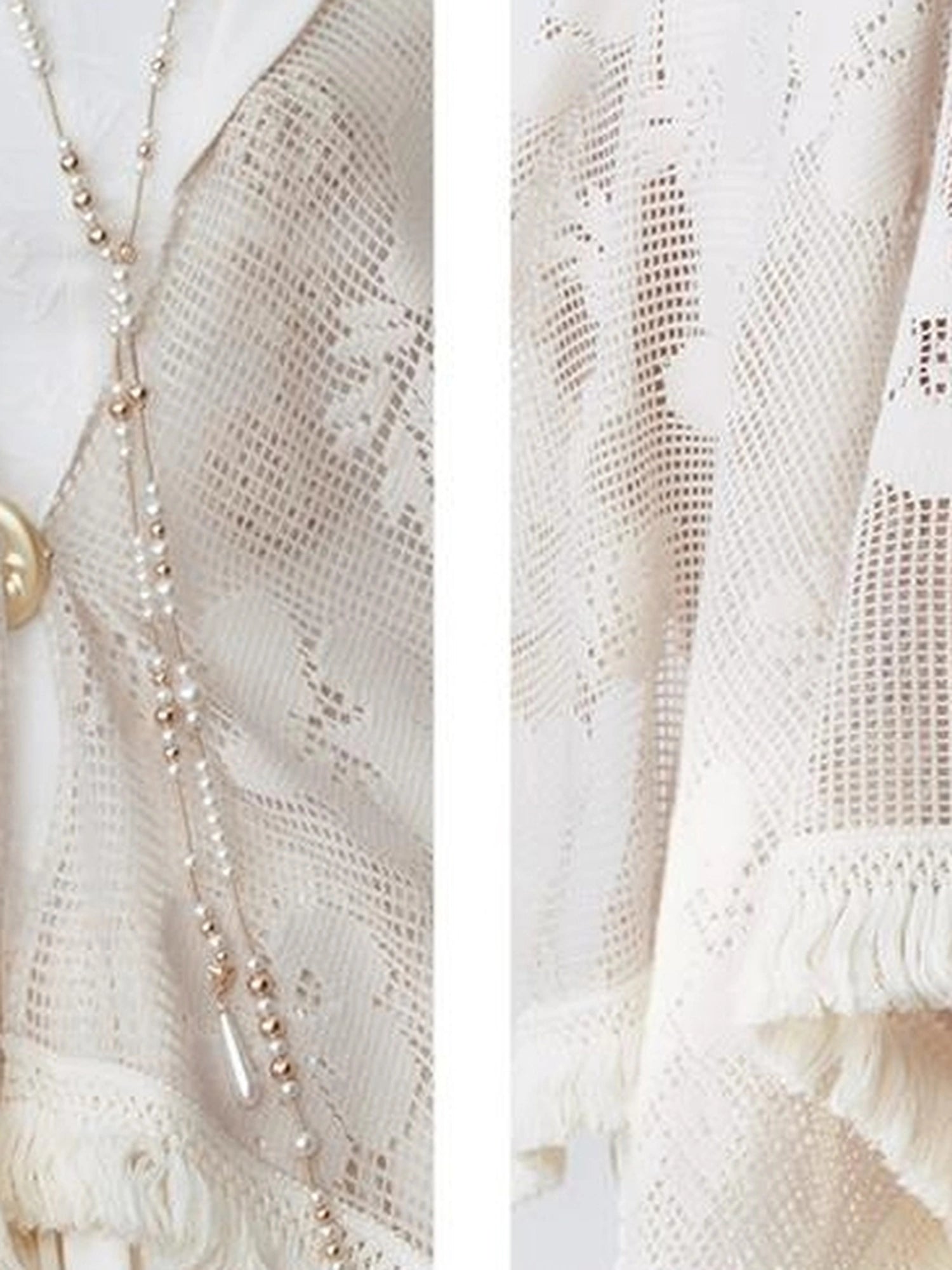 OfAkiva Celestial Retro Lace Fringe Asymmetrical Cape