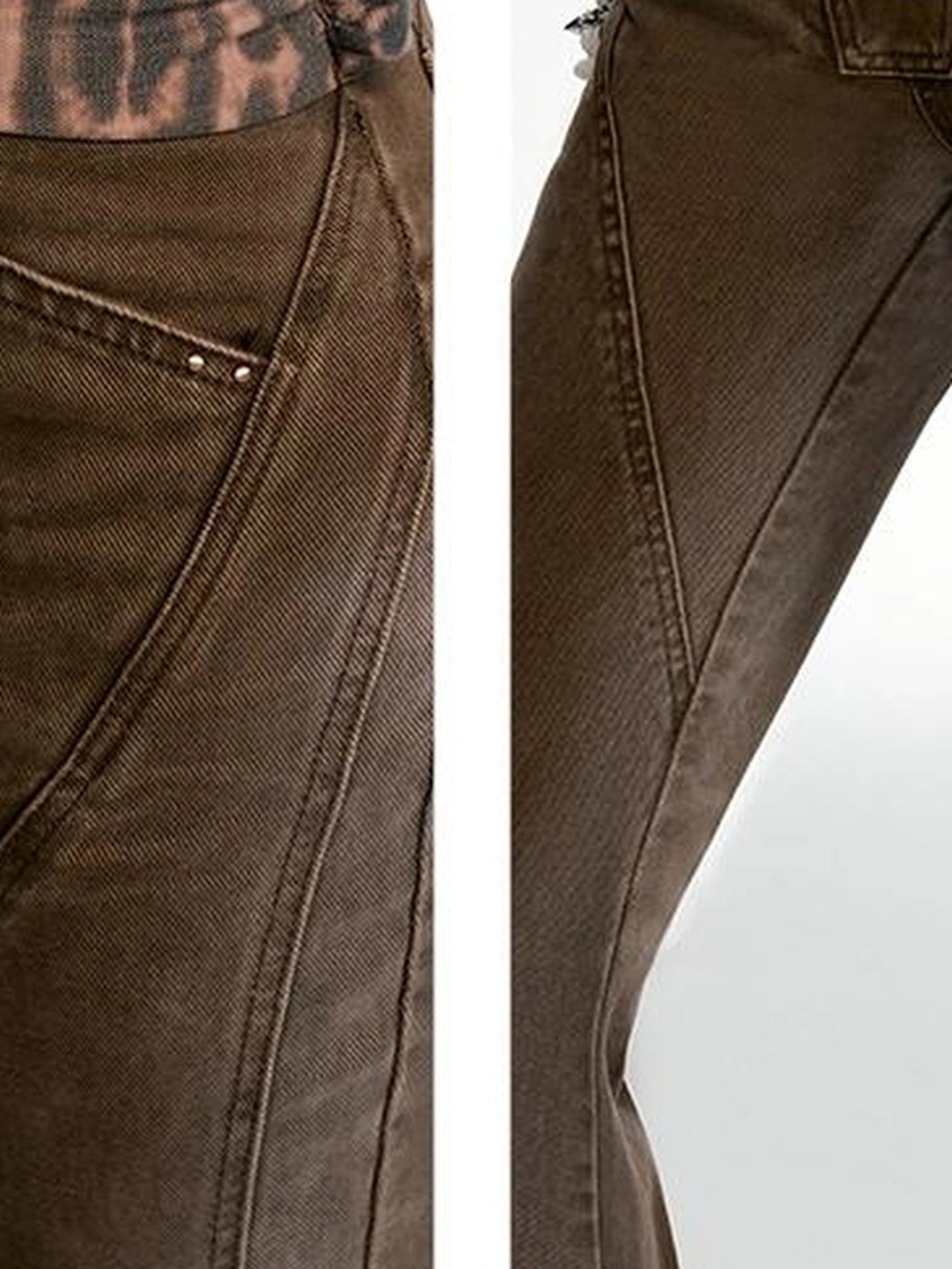 OfAkiva Cheetah Print Faded Distressed Ruffle Patchwork Jeans