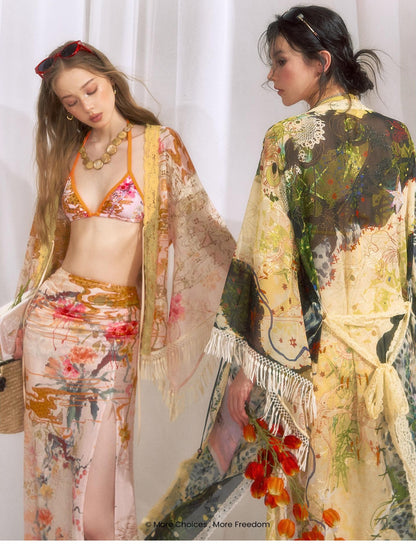OfAkiva Cloud Ink Wash Tropical Floral Printed Women&