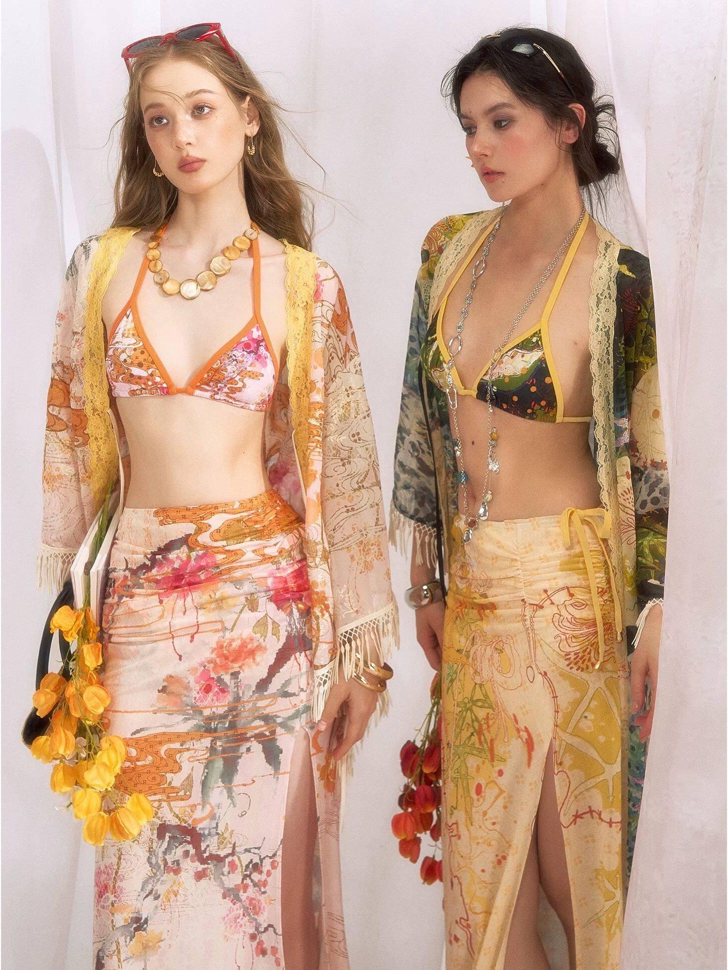 OfAkiva Cloud Ink Wash Tropical Floral Printed Women&