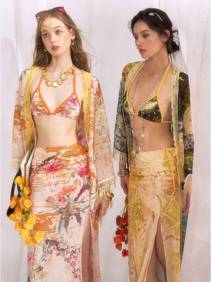 OfAkiva Cloud Ink Wash Tropical Floral Printed Women&