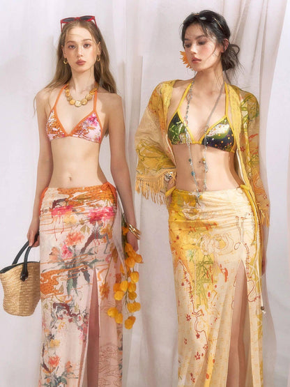 OfAkiva Cloud Ink Wash Tropical Floral Printed Women&