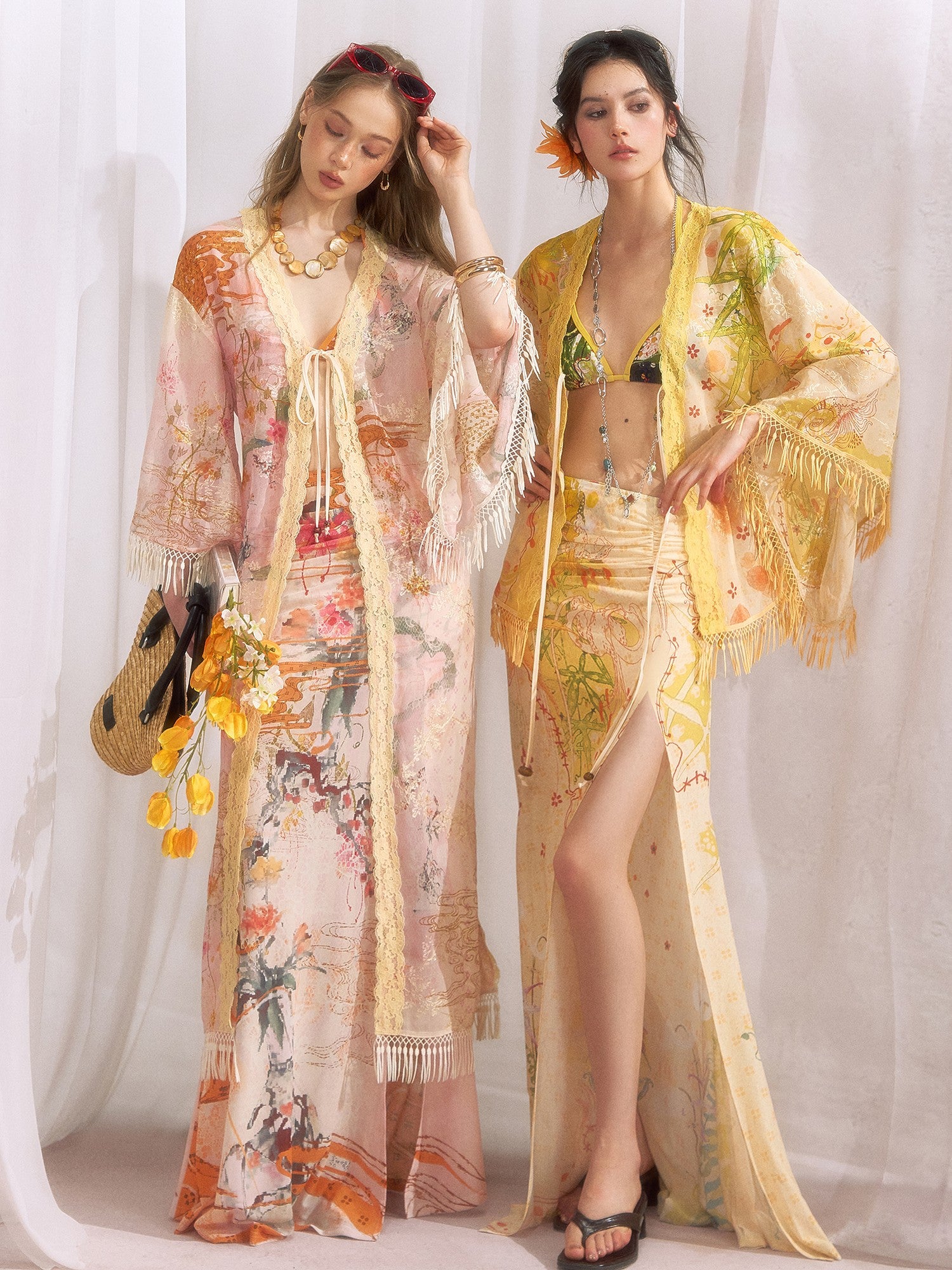 OfAkiva Cloud Ink Wash Tropical Floral Printed Women&