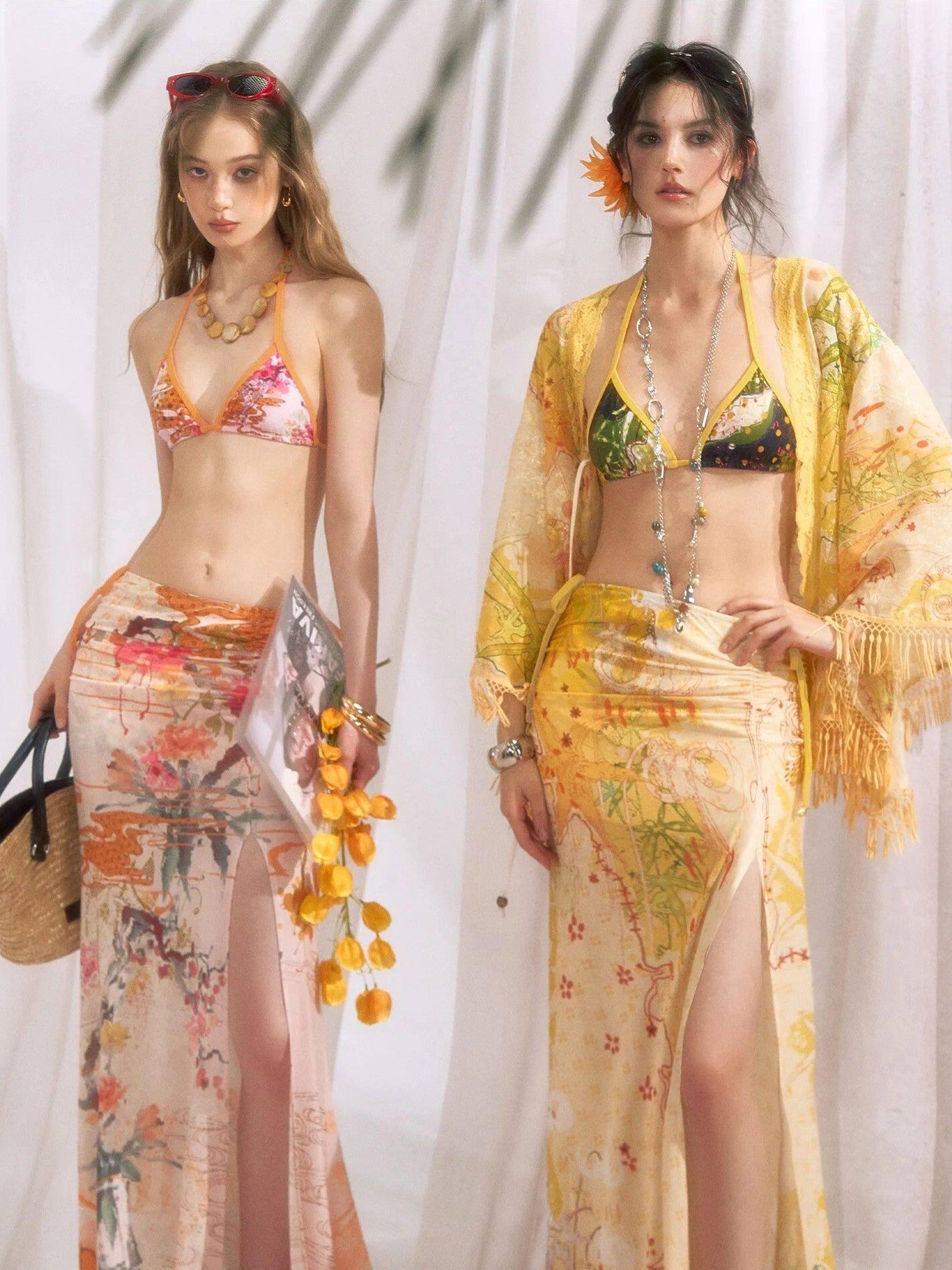 OfAkiva Cloud Ink Wash Tropical Floral Printed Women&