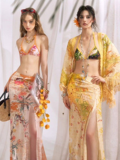 OfAkiva Cloud Ink Wash Tropical Floral Printed Women&
